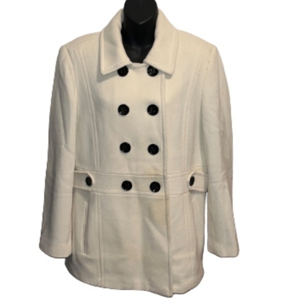 Calvin Klein cream double breasted wool coat size 12